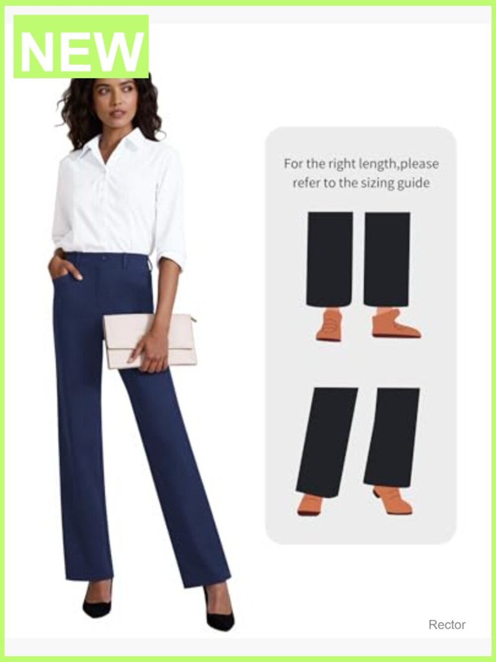 High Waisted Pull On Dress Pants Stretchy Straight Leg Business Trousers with - Picture 6 of 7